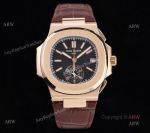 3K Factory V2 Patek Philippe Nautilus 5980 Rose Gold Black Chronograph Dial Swiss Replica Watch